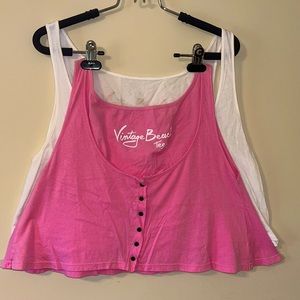 Two Tank Tops One Pink One White
